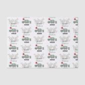 Christmas Recycling Garbage Truck Custom Name  Tissuepapier (Voorkant)