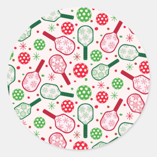 Christmas Red and Green Pickleball Paddles Ronde Sticker (Voorkant)