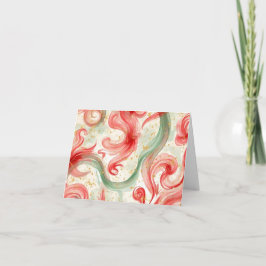 Christmas Red and Green swirls  Bedankkaart