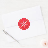 Christmas Red and White Snowflake Winter Holidays Ronde Sticker (Envelop)