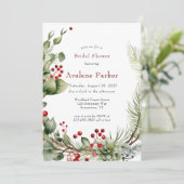 Christmas Red Berries dennenkrans Vrijgezellenfees Kaart (Staand voorkant)