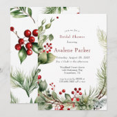 Christmas Red Berries dennenkrans Vrijgezellenfees Kaart (Voorkant / Achterkant)