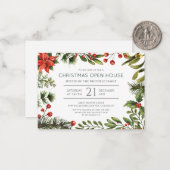 Christmas Red Berries Open House Party Invitation (Devant/Arrière en situation)