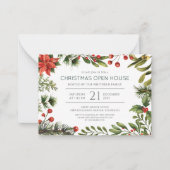 Christmas Red Berries Open House Party Invitation (Devant)