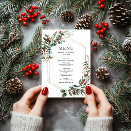 Christmas Red Berries Winter Greenery Wedding Menu