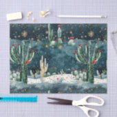 Christmas Red Blue Green Cactus Floral Tissuepapier (Craft)