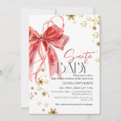 Christmas Red Bow Santa Baby Shower Kaart (Voorkant)