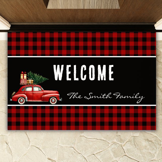 Christmas Red Buffalo Plaid | Rustic Holiday Deurmat (Creator heeft geüpload)