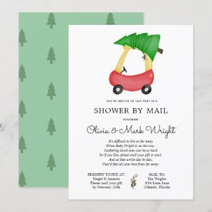 Christmas Red Car Baby shower per post Kaart