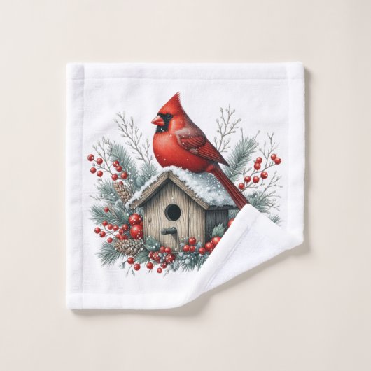 Christmas Red Cardinal (Gant de toilette)