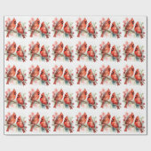 Christmas Red Cardinal Birds Holiday Art Cadeaupapier (Vlak)