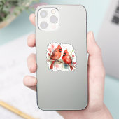 Christmas Red Cardinal Birds Holiday Art Sticker (Telefoon)