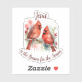 Christmas Red Cardinal Jesus Reason for Season Sticker (Vel)