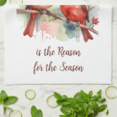 Christmas Red Cardinal Jesus Reason for Season Theedoek (Gevouwen)