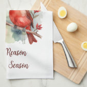 Christmas Red Cardinal Jesus Reason for Season Theedoek (Quarter Fold)