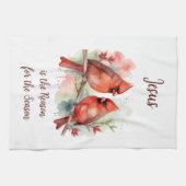 Christmas Red Cardinal Jesus Reason for Season Theedoek (Horizontaal)