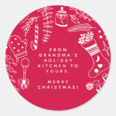 Christmas Red Cheer Holiday Baking Hand Drawn Ronde Sticker (Voorkant)