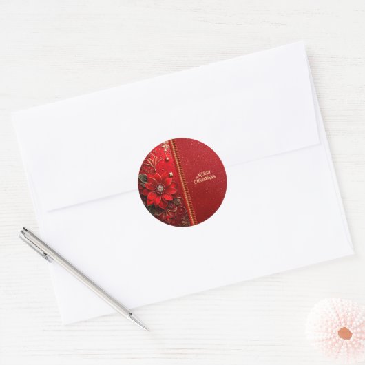 Christmas Red Flower Holiday Sticker (Enveloppe)