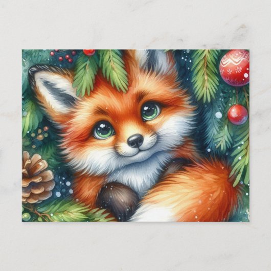 Christmas Red Fox Briefkaart (Voorkant)