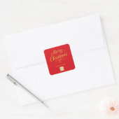 Christmas red gold business logo vierkante sticker (Envelop)