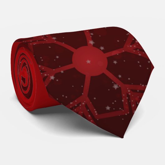Christmas Red Gradient Snowflake Stropdas (Opgerold)