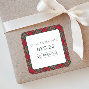 Christmas Red Green Plaid Stewart Tartan Vierkante Sticker