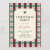 Christmas Red green plaid tartan pattern  Kaart (Voorkant)