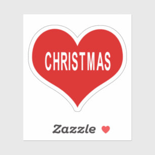 CHRISTMAS Red Love Heart Vinyl Sticker