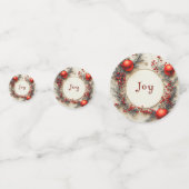 Christmas Red Ornaments Berries Snowflakes Confetti (Achterkanten)
