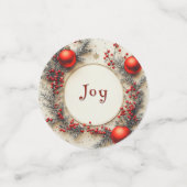 Christmas Red Ornaments Berries Snowflakes Confetti (Kleine voorkant)