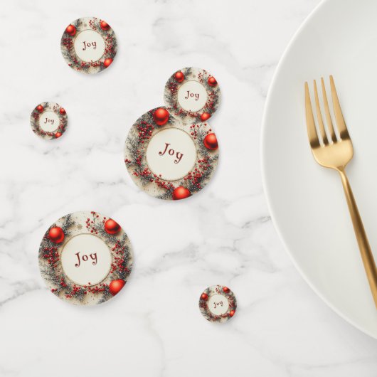 Christmas Red Ornaments Berries Snowflakes Confetti (Groep)