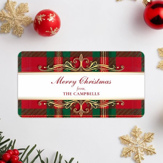 Christmas Red Plaid Holiday Return Address Label