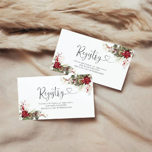 Christmas Red Poinsettia Baby shower Register Informatiekaartje