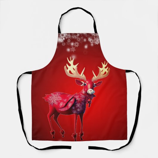 Christmas Red Reindeer Winter Holidays Schort (Voorkant)