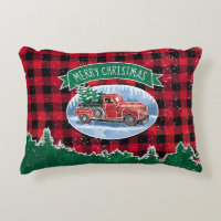 Christmas Red Truck Buffalo Plaid Naam toevoegen