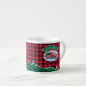 Christmas  Red Truck Buffalo Plaid Naam toevoegen Espresso Kop (Voorkant rechts)