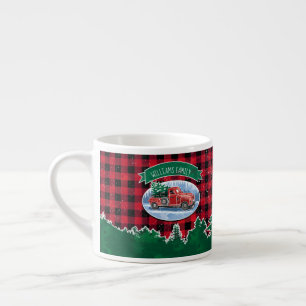 Christmas Red Truck Buffalo Plaid Naam toevoegen Espresso Kop