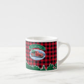 Christmas  Red Truck Buffalo Plaid Naam toevoegen Espresso Kop (Rechts)