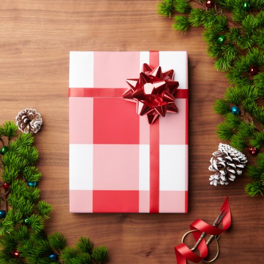 Christmas Red White Check  Cadeaupapier (Feestdagen Geschenken)