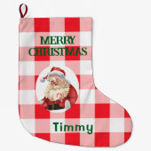 Christmas Red White Check  Grote Kerstsok (Voorkant)