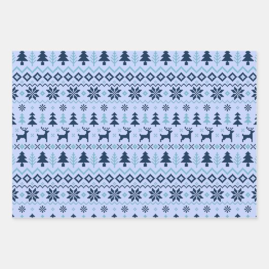 CHRISTMAS REIN DEER LAPLAND PATROON Red Blue WPS3 Inpakpapier Vel (Voorkant 3)