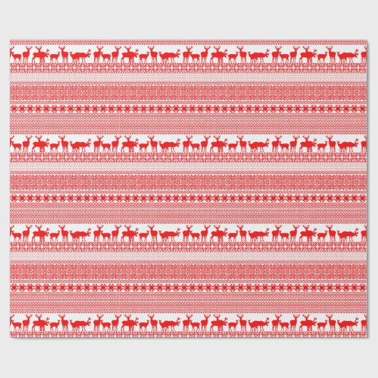 CHRISTMAS REIN DEER LAPLAND PATTERN in red Wrappin Cadeaupapier (Vlak)