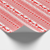 CHRISTMAS REIN DEER LAPLAND PATTERN in red Wrappin Cadeaupapier (Hoek)