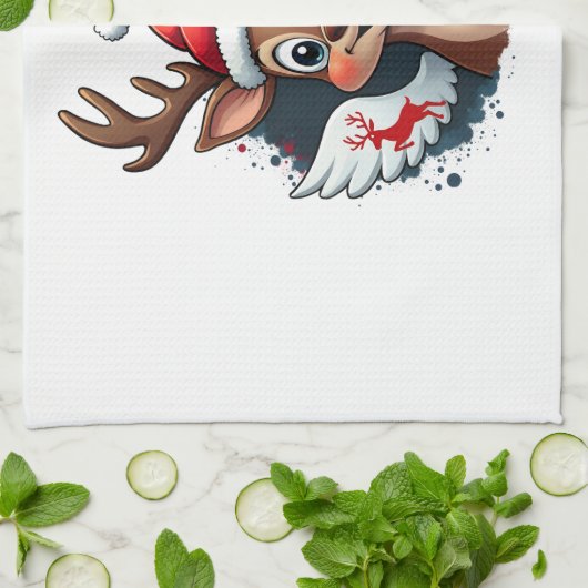 christmas Reindeer (1) Theedoek (Gevouwen)
