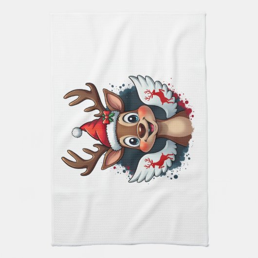 christmas Reindeer (1) Theedoek (Verticaal)