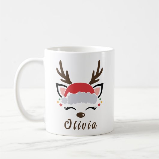 Christmas Reindeer Mok | Mok van het rendiergezich (Links)