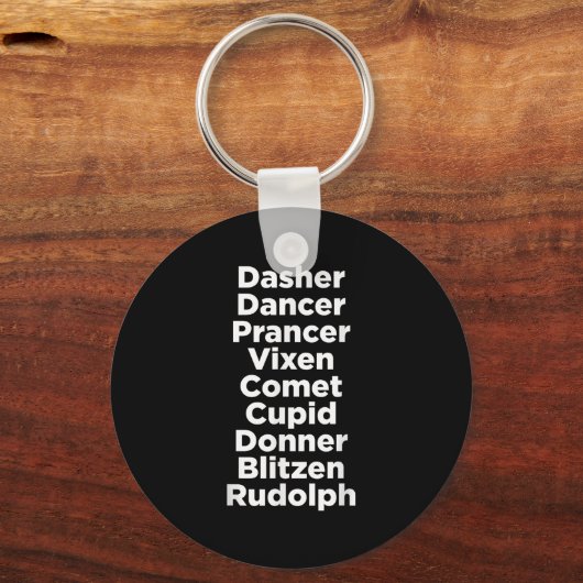 Christmas Reindeer Names - Uni-adults, Black, Smal Sleutelhanger (Voorkant)