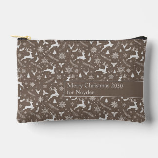 Christmas Reindeer Pattern Brown with Text Etui