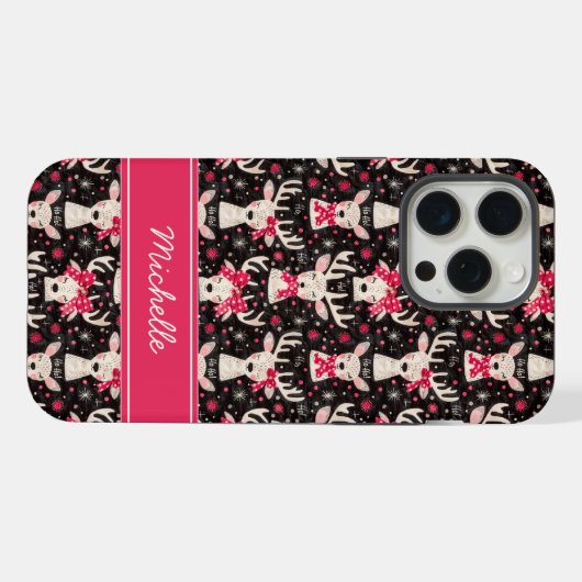 Christmas Reindeer Phone Case | Personalized Name (Verso Horizontal)