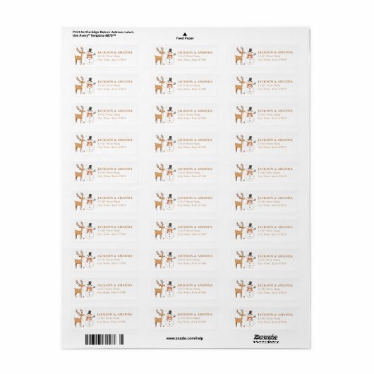 Christmas Reindeer Return Address Labels (Full Sheet)
